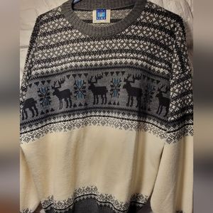 Vintage grandpa knit warm sweater men's large crewneck jumper